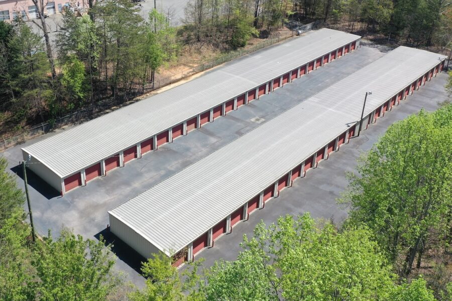 Aerial view of storage units